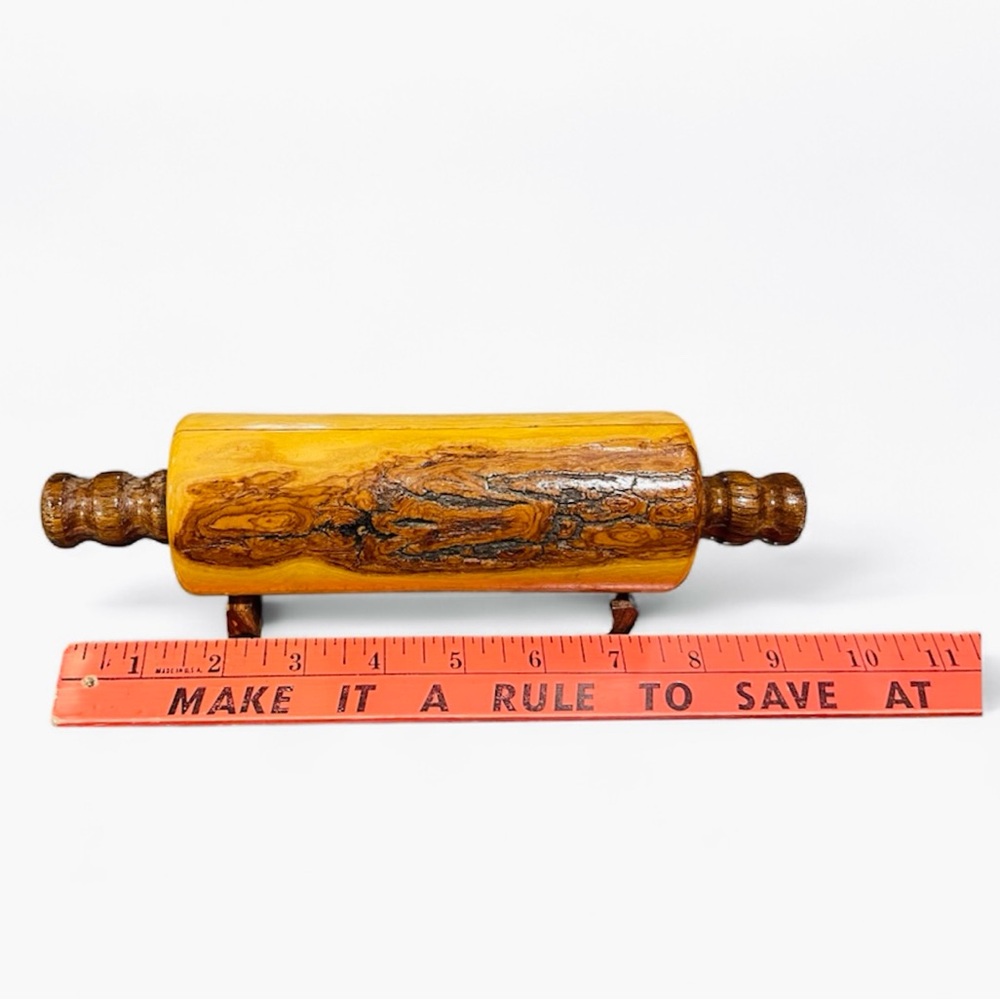 Vintage Wooden Recipe Card Holder Rolling Pin - Picture 5 of 6